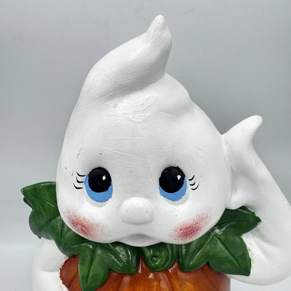 Vintage Ceramic Mold Halloween Ghost Costume Pumpkin Hand Painted 11.5